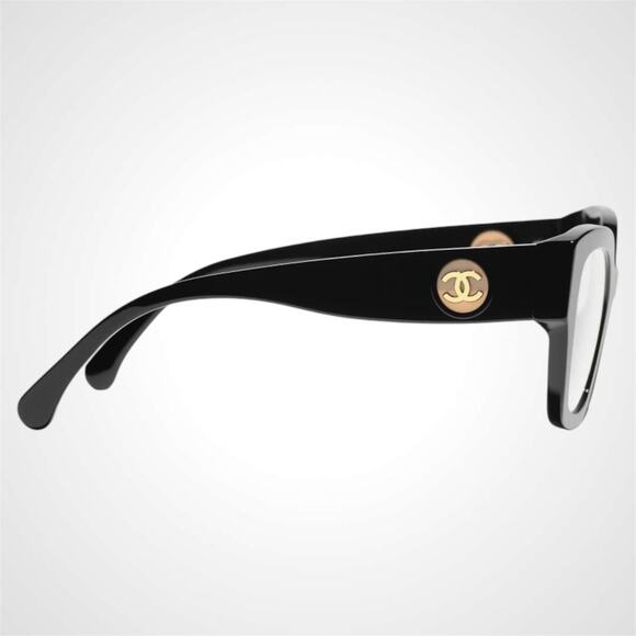 New CHANEL Eyeglasses Black 53mm Glasses Butterfly Gold CC Womens - Picture 3 of 6